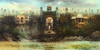 A. Q. Arif, 30 x 60 Inch, Oil on Canvas, Citysscape Painting, AC-AQ-361